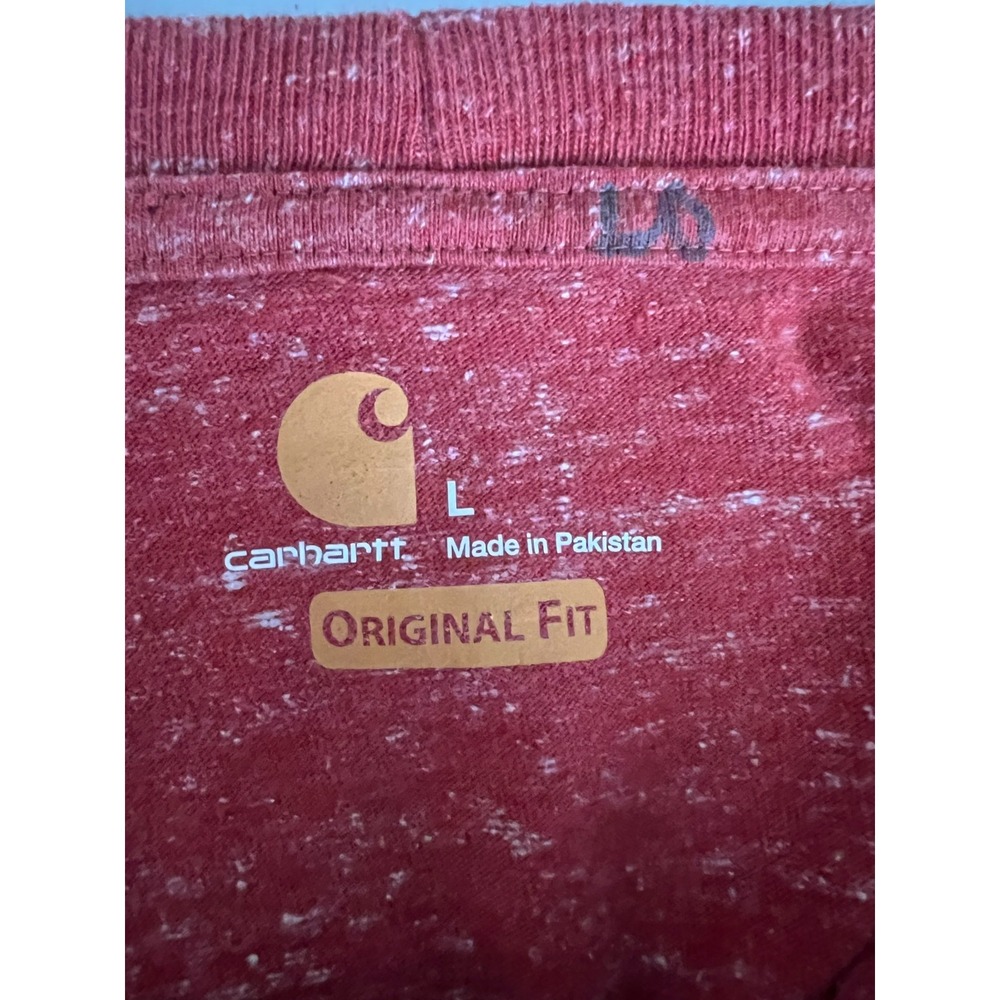 Carhartt Large K87 Mens Original Fit Pocket Red Heather Short Sleeve T Shirt - Picture 3 of 10